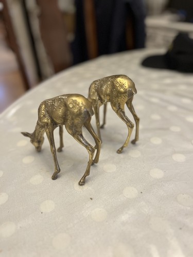 Pair vintage brass stag - pair, of