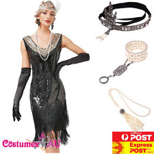 Deluxe Ladies 20s 1920s Roaring Flapper Costume Sequin Gatsby 20's Fancy Dress