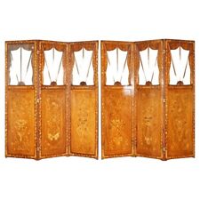 PAIR OF FINEST QUALITY DUTCH MAHOGANY & WALNUT THREE FOLD SCREENS ROOM DIVIDERS