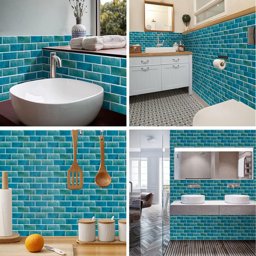 Blue brick tile stickers for - brick,