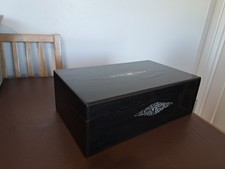 VICTORIAN COROMANDEL WRITING SLOPE WITH BEAUTIFUL MOTHER OF PEARL INLAY. 