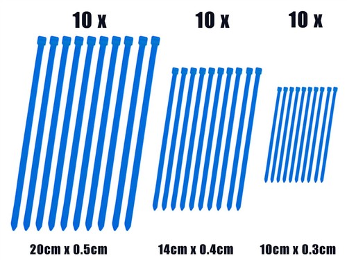 Zip cable ties blue - 30, fits