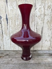 Large Vintage Mid Century Ruby Red Art Glass Floor Vase 23 Inches Tall