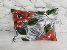 Cushion Cover, Vintage Cotton, Red, Grey, green, Black, Poppy Design, 15" x 21".