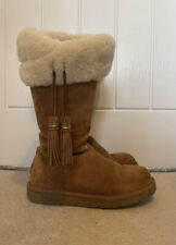 UGG Plumdale Chestnut Suede Tall Zip Sheepskin Winter Warm Boots UK 3.5