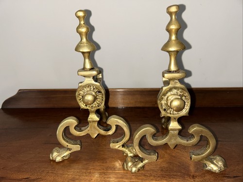 Pair heavy brass antique - heavy,