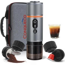 CONQUECO Portable Espresso Machine Travel: 12v Car Coffee Maker with Battery