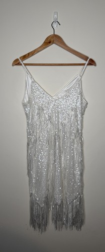 Silver sequin fringe - fringe, mini