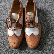 Ladies Two Tone Brogues Tan - White UK7 EU40