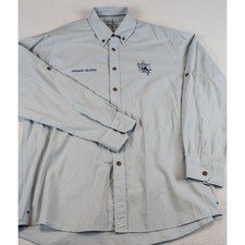 Guy Harvey Button Up Shirt Men's Blue Cayman Islands Fishing Graphic Large Beach