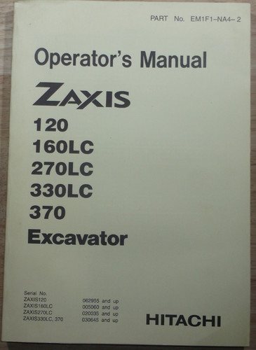 Hitachi zaxis 120 - 160lc, 270lc