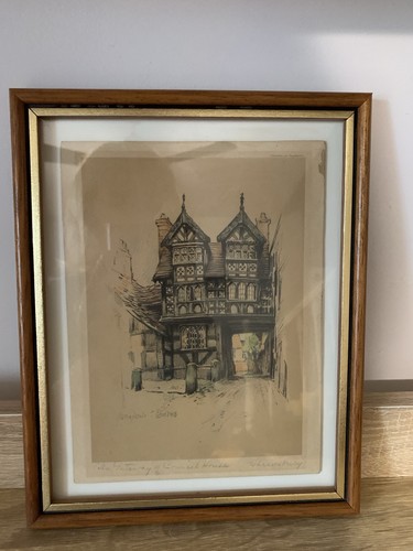 Signed vtg colour etching - signed,