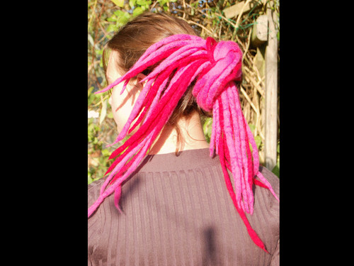 Red and pink - dreadlocks,