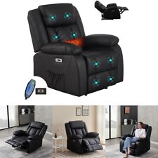ELECTRIC RECLINER ARMCHAIR 8 POINT HEATED LEATHER MASSAGE RECLINER CHAIR SOFA