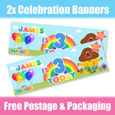 Personalised Dugee Banners Birthday / Celebration  - Any Name & Age x 2 