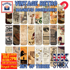 Magnetic Bookmarks Vintage Retro Style Set Of 3 | Free Delivery UK Stock.