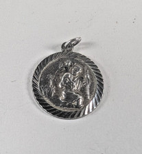 Small Vintage Silver Round St Christopher Pendant
