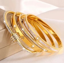 Women Bracelet 18K Gold Plated Stainless Steel Bangle Luxury Designs Jewellery