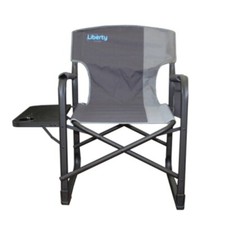 NEW 2024 STYLE LIBERTY DIRECTORS CHAIR WITH FOLDING SIDE TABLE GREY