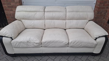 SCS Carlton White and Black 3 seater leather sofa