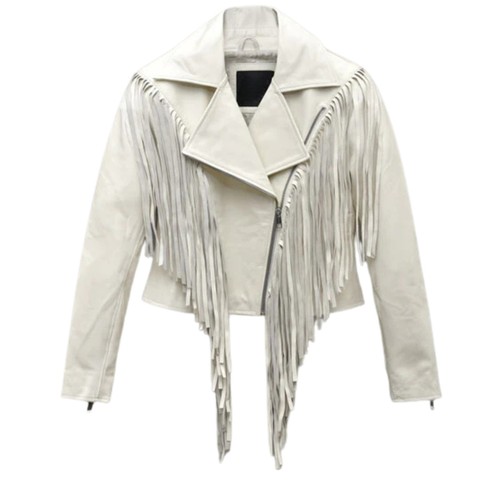 Women white fringe leather - women's,