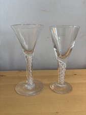 2 x Vintage Trumpet Shape Glasses with Air Twist  Stems