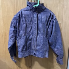 Skins By Tora Purple Leather Jacket With Pleated Shoulder Design Size Small