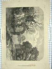 Original Old Antique Print 1871 View Tichborne Park Alresford Hants England