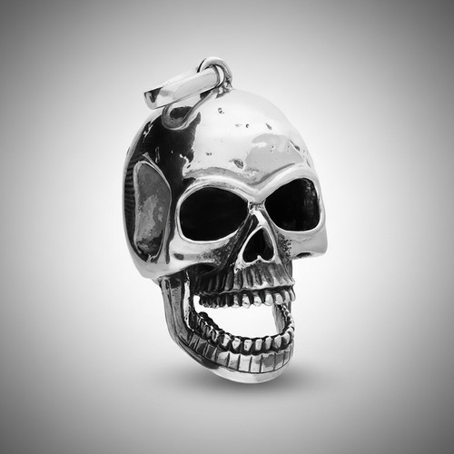 Large skull pendant - skull, 925
