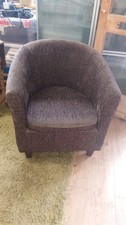 Tub Chair Small Bedroom Chair. Brown Chenille. Excellent Condition