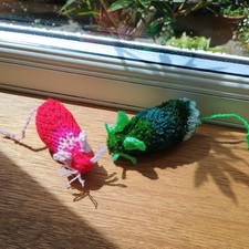 Hand knitted toy mice - knitted,