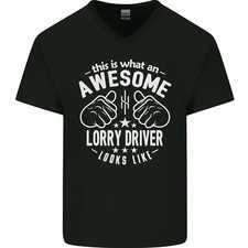 An Awesome Lorry Driver Looks Like Mens V-Neck Cotton T-Shirt