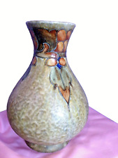 C1910 CRANSTON POTTERY TUBE LINED "TUKAN" PATTERN MOTTLE GLAZE  HUGE  VASE 13"