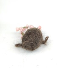 Antique dark brown mohair doll wig with rose garland, 7", short hair