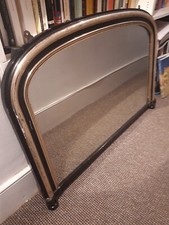 Regency c.1820-40 Antique mantle mirror, lacquered  black and gilt. 