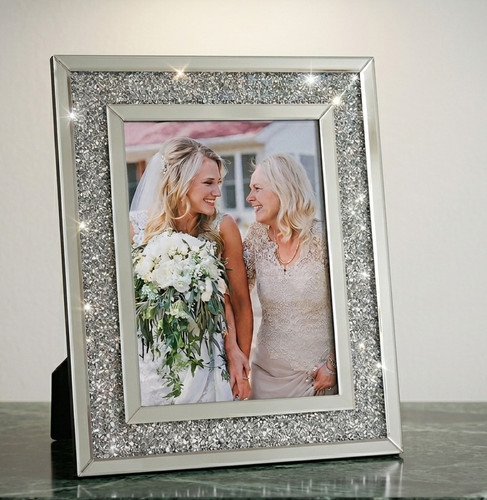 Silver crushed crystal diamond - crystal,