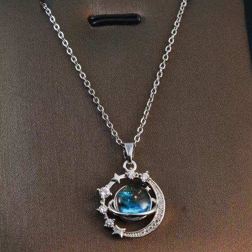 Moonstone planet stars pendant - planet,