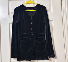 🌈 Gudrun Sjödén Top Size M 12 14 Black Velvet Velour Lagenlook Tunic 2 Pockets