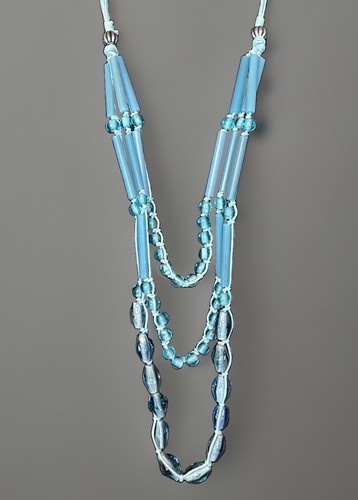 Vintage blue cane glass - blue, bead