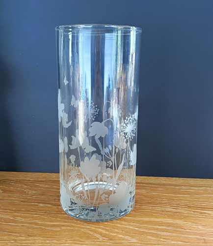 Clear white glass cylinder - white,