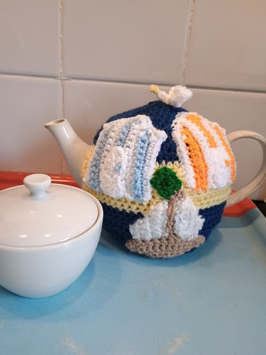 Hand knit crochet tea - knit, for