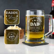 Personalised Tankard Beer Glass - Custom Engraved Tankard Glass Gift Fathers Day