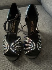 Vivaz Sage Black -Sage Black Latin Dance Heels, colored zircons