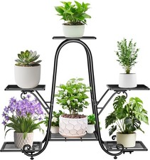 6-Tier Indoor Corner Plant Stand Metal Outdoor Garden Tiered Plant Holder Rack