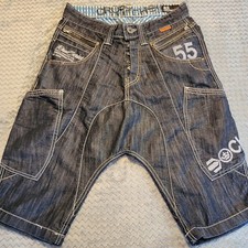 Crosshatch Raw Series 55 Denim Shorts  Mens Size W30 Blue Button Fly Zip Pockets