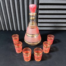 Vintage Red Glass Decanter Set