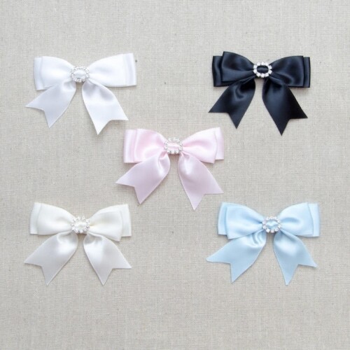 Diamante buckle satin bows - buckle,