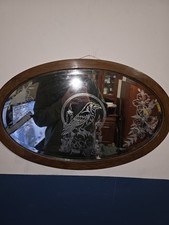 Custom crow and skull Etched mirror with Heavy wooden frame 
