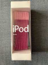 3 GENUINE APPLE IPOD SOCKS, PINK/TURQOISE AND PURPLE, 1 USED, 2 NEW ORIGINAL BOX