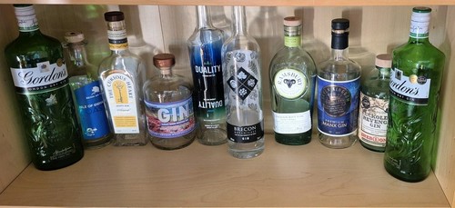 Empty gin bottles - empty,